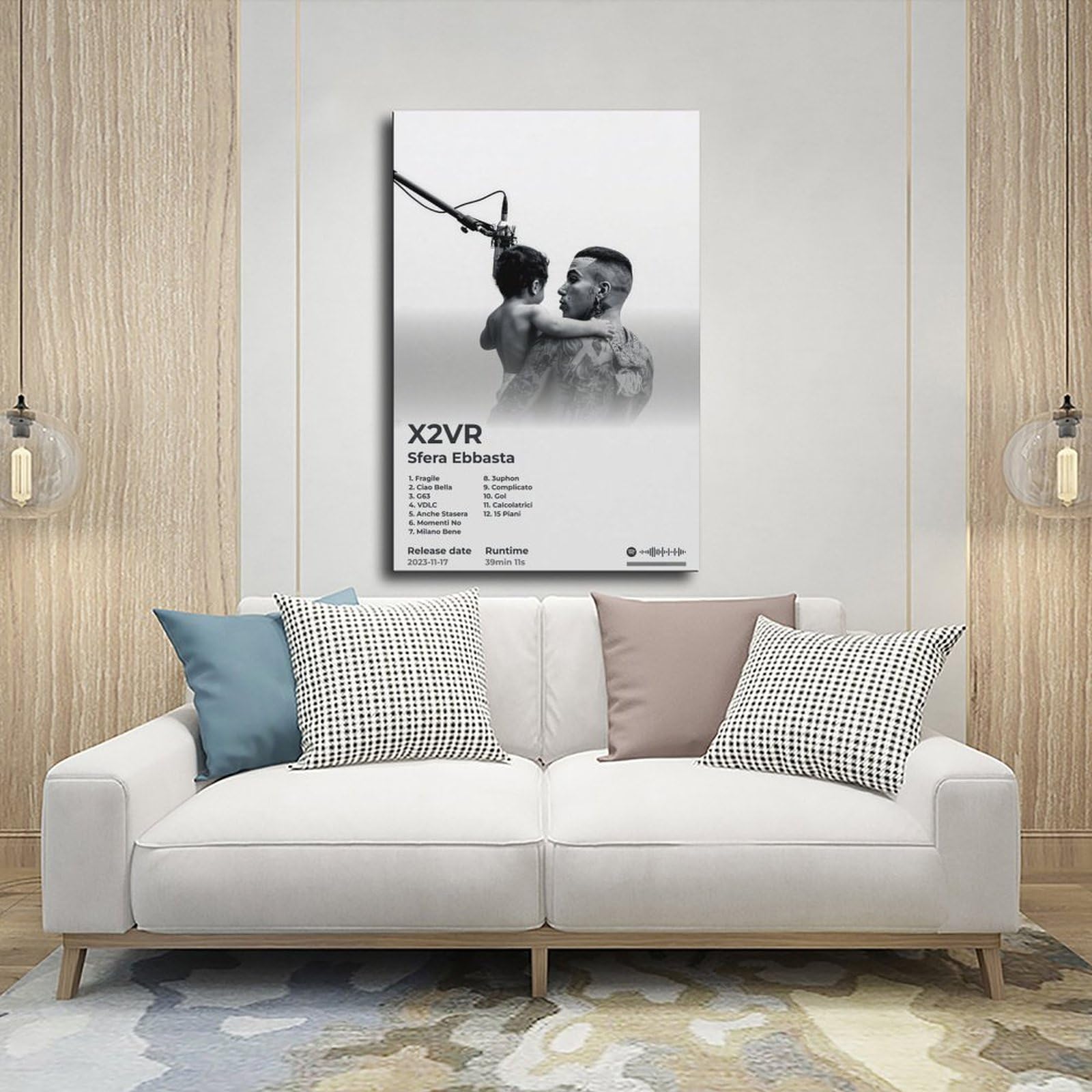 PJEYGF Poster su tela con copertina di album musicali Sfera Ebbasta Rapper Hip Hop X2VR per decorazione domestica regalo