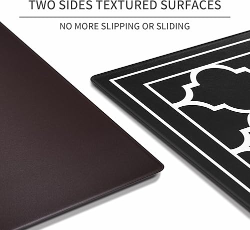 Miniatura 6 de Yinhua Juego de 2 tapetes de cocina para piso, color negro marroquí, juego de 2 tapetes antifatiga para el suelo de la cocina, alfombras de cocina