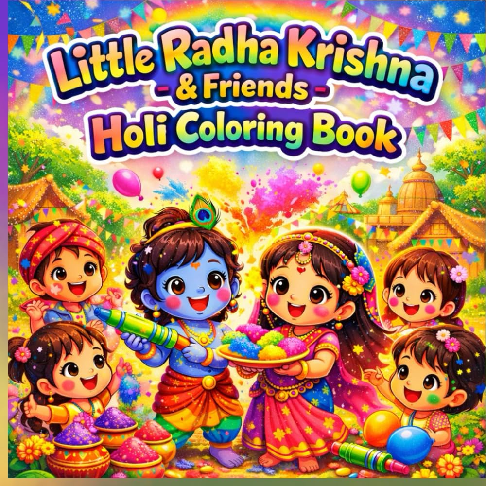 little Radha Krishna & Friends – Holi Coloring Book: A Cute & Joyful Holi Coloring Adventure for Kids