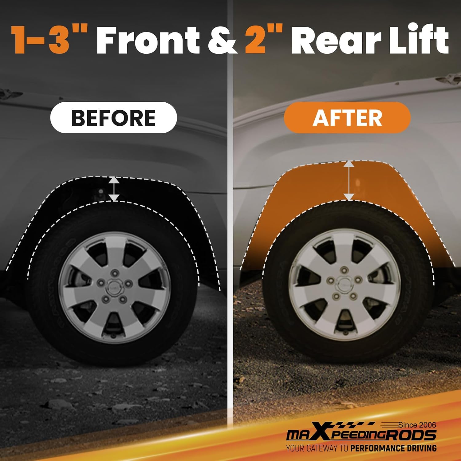 maXpeedingrods Leveling Lift Kit for Dodge Durango 1998-2003 4WD, 1-3" Front & 2" Rear Suspension Lift Kit w/Grease Zerk Fitting, Upgraded Forged Key