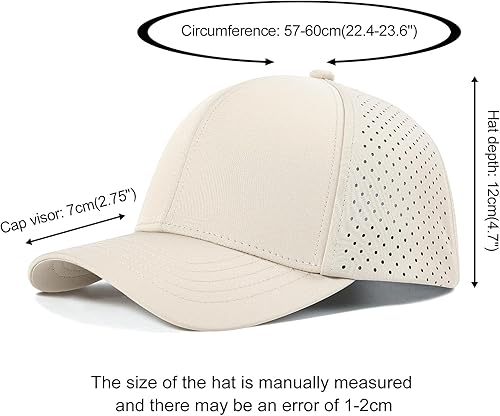 Vista 7 de VOBOOM - Gorra de béisbol para hombre de secado rápido con corte láser y malla, con borde curvo y cierre a presión