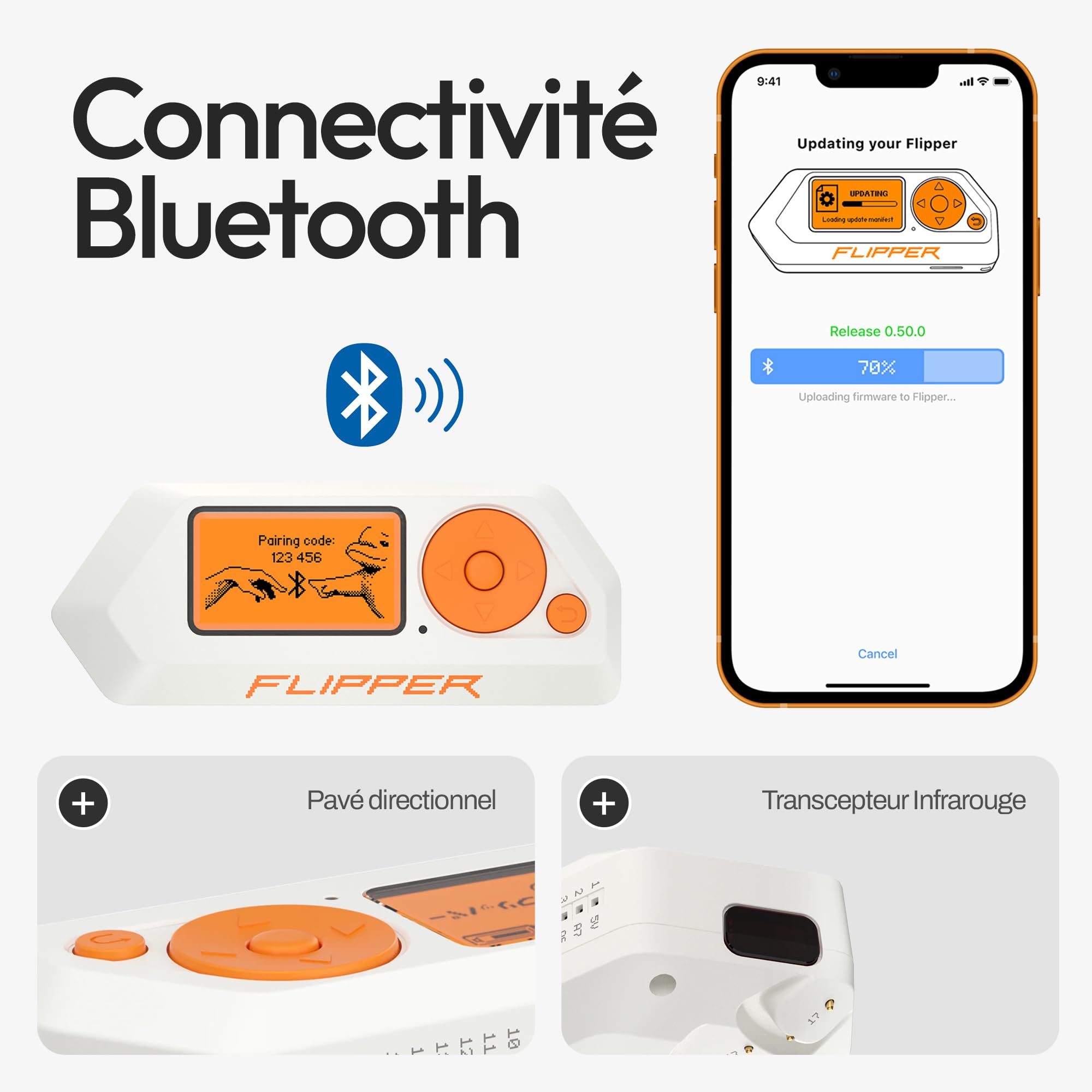 Flipper Zero Set avec Étui Silicone, Carte 64 Go, Lecteur USB, Câble USB-C, Mini PC Double Core