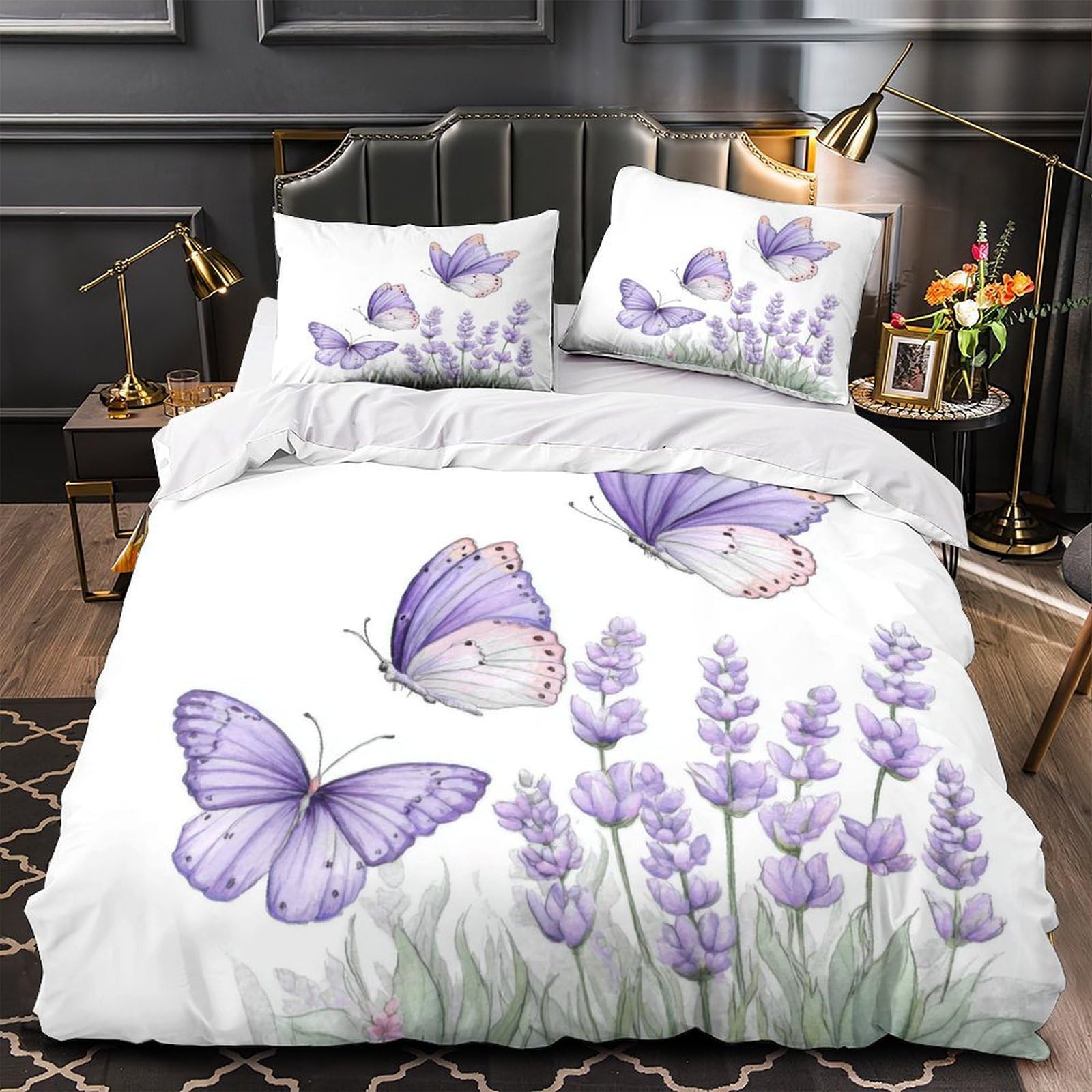 Parure de lit papillons violets 200x200 pour chambre d'ado