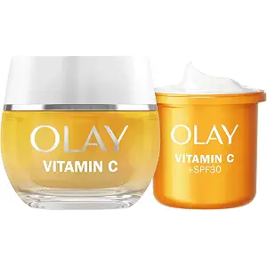 Olay VitaminC Y Refill 50ml Gel Crema De Día Hidratante Facial, Cuidado De La Piel Con Ácido Láctico (AHA), Niacinamida Y Vitamina E. Cuidado De La Piel Iluminador: Acción Antimanchas Oscuras, Unifica