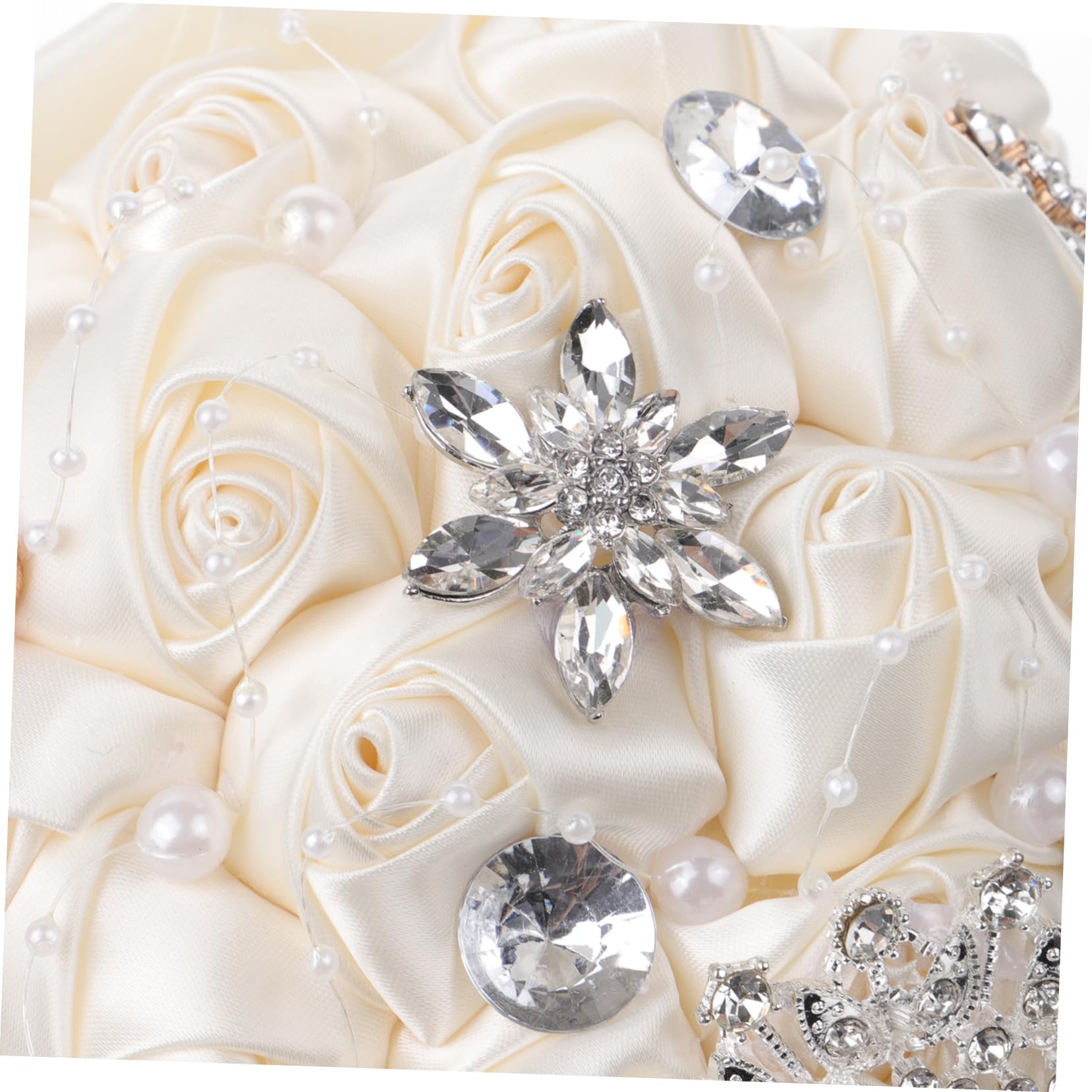 Abaodam Brautstrauß mit Schleife, 1 Stück, Dekorativ für Hochzeit | Ribbon mit Strass, Lebendig Wirkende Optik, für Braut und Familie, Geeignet für Wohnzimmer