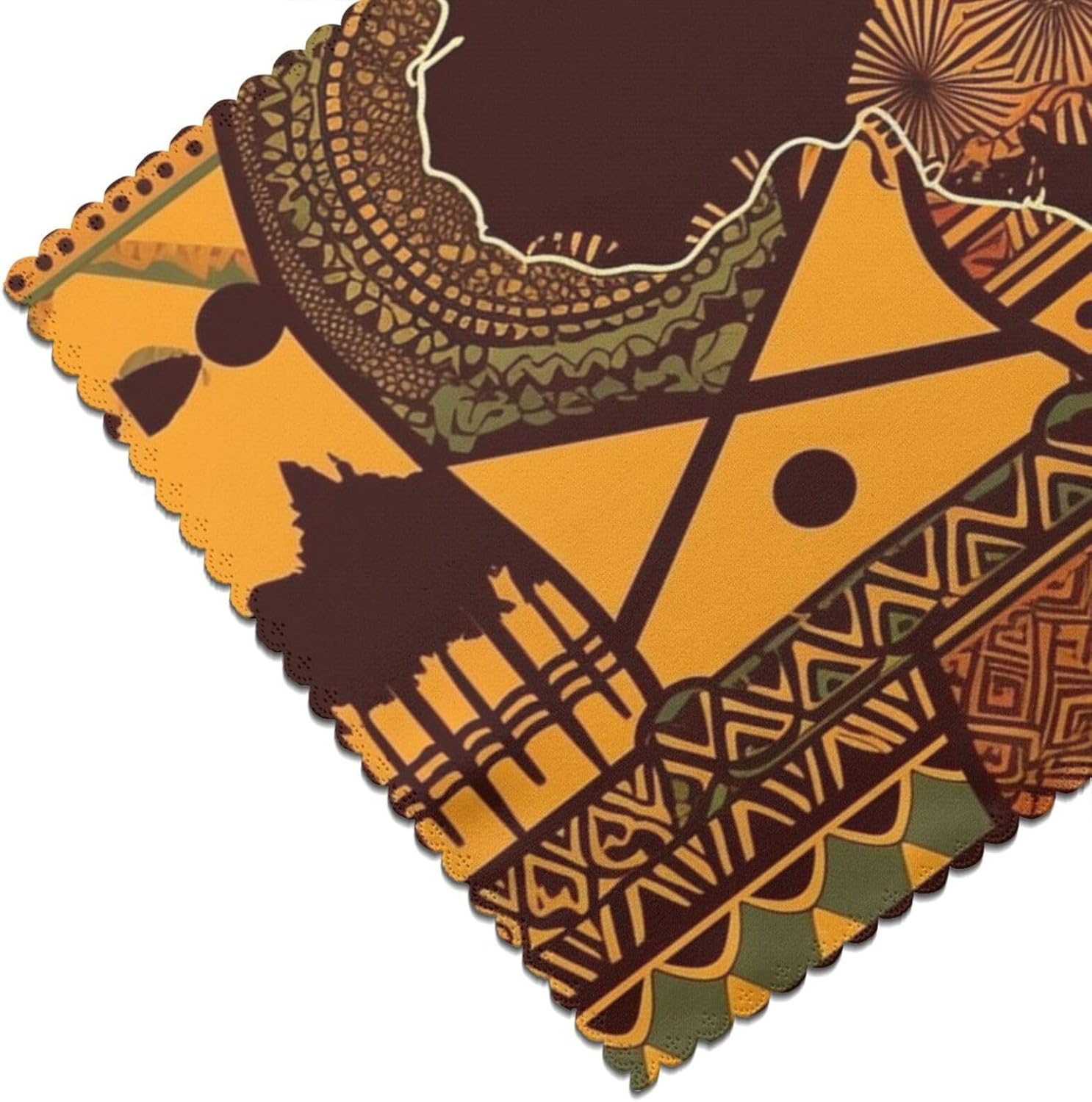 Placemats Set of 6 Washable Placemats for Dining Table 12x18 Inch Heat Resistant Place Mats African Map Ethnic Pattern Non-Slip Table Mats for Kitchen Weddings Party Decor Indoor/Outdoor