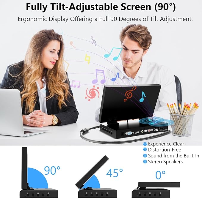 Monitor Portátil 10.1" HD IPS con Hub USB y Altavoces miniatura 5