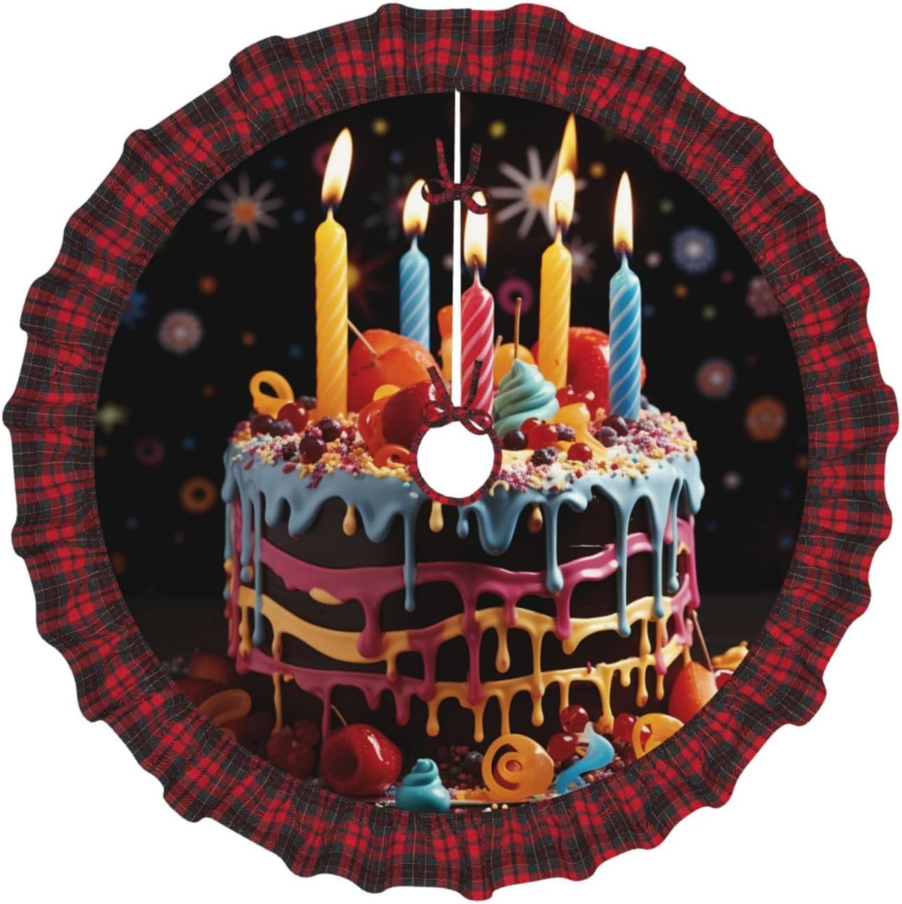 Happy Birthday Big Cake Christmas Tree Skirt Vintage Christmas Tree