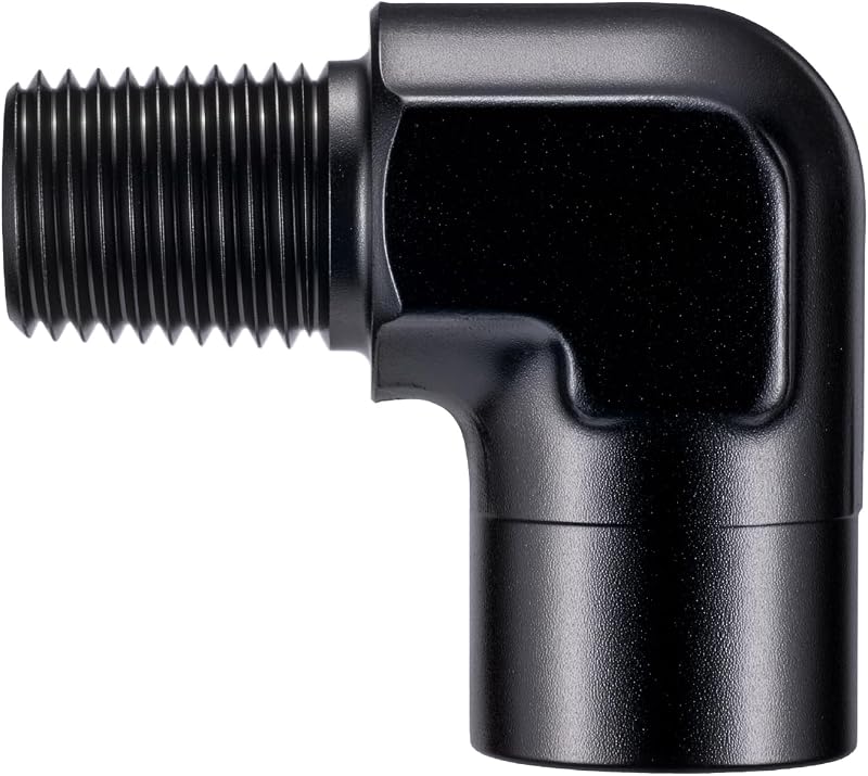 Adaptador de conexão 1/4-18 NPT EVIL ENERGY em cotovelo 90° de alumínio preto – 1 unidade