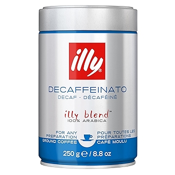 illy 意式浓缩咖啡粉 - 100% 阿拉比卡 - 经典低咖啡因烘焙 - 丰富香气与风味