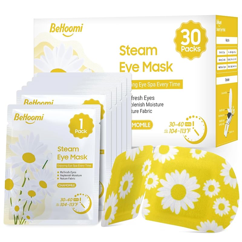 BeHoomi Máscara Térmica para os Olhos de Camomila, Pacote com 30