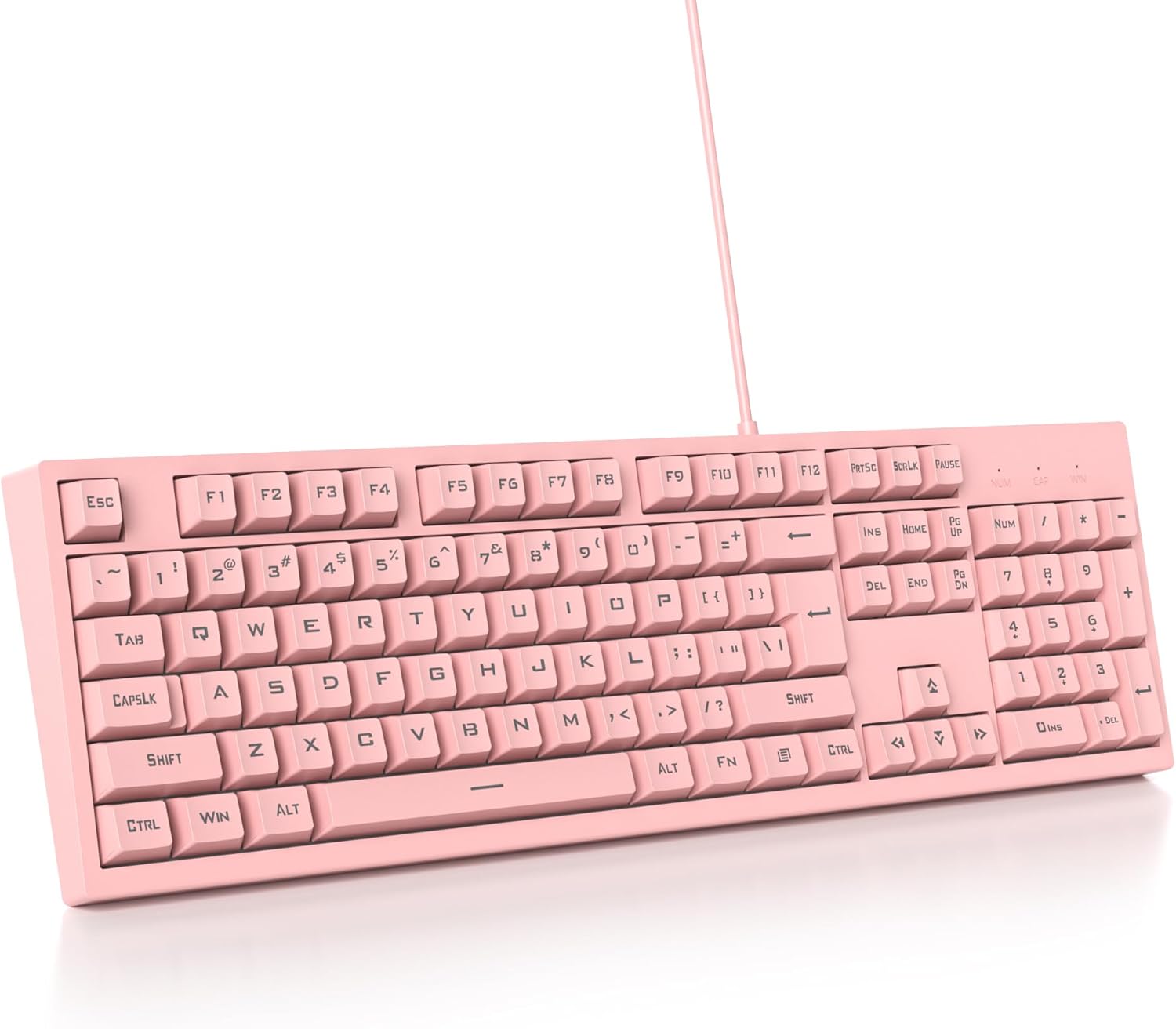 Pink Gaming Keyboard 104 Keys Silent Creamy Keyboard Light up Wired Keyboard Double Shot Keycaps LED Backlit Membrane Keyboard for PC Laptop(104 Pink)