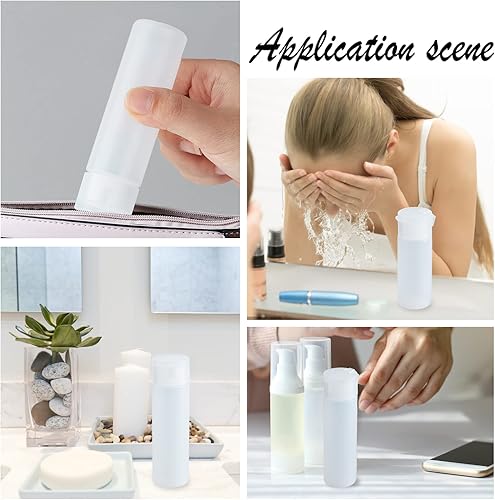 Miniatura 6 de BENECREAT Paquete de 8 botellas exprimibles de viaje de 1.7 fl oz y 1.7 onzas, botella de plástico transparente con tapa abatible, recipientes de