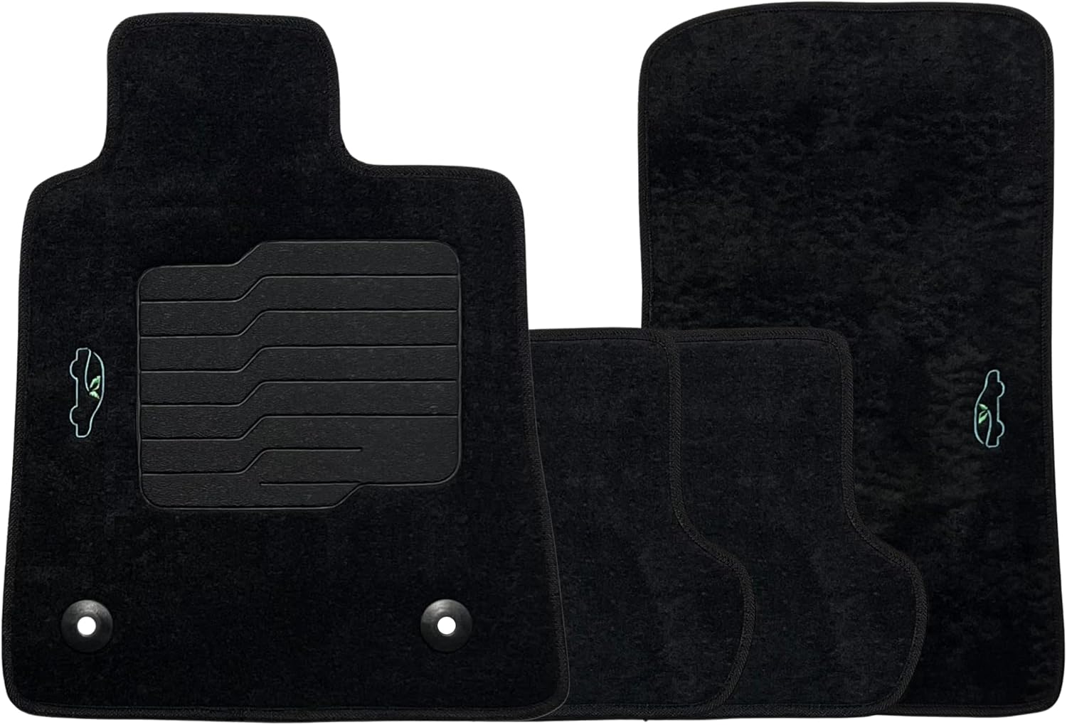 ecoMats Carpet Floor Mats for 2016 to 2025 Chevrolet Camaro with Driver Heel Pad and Retention Clips, Front and Rear Set, Black
