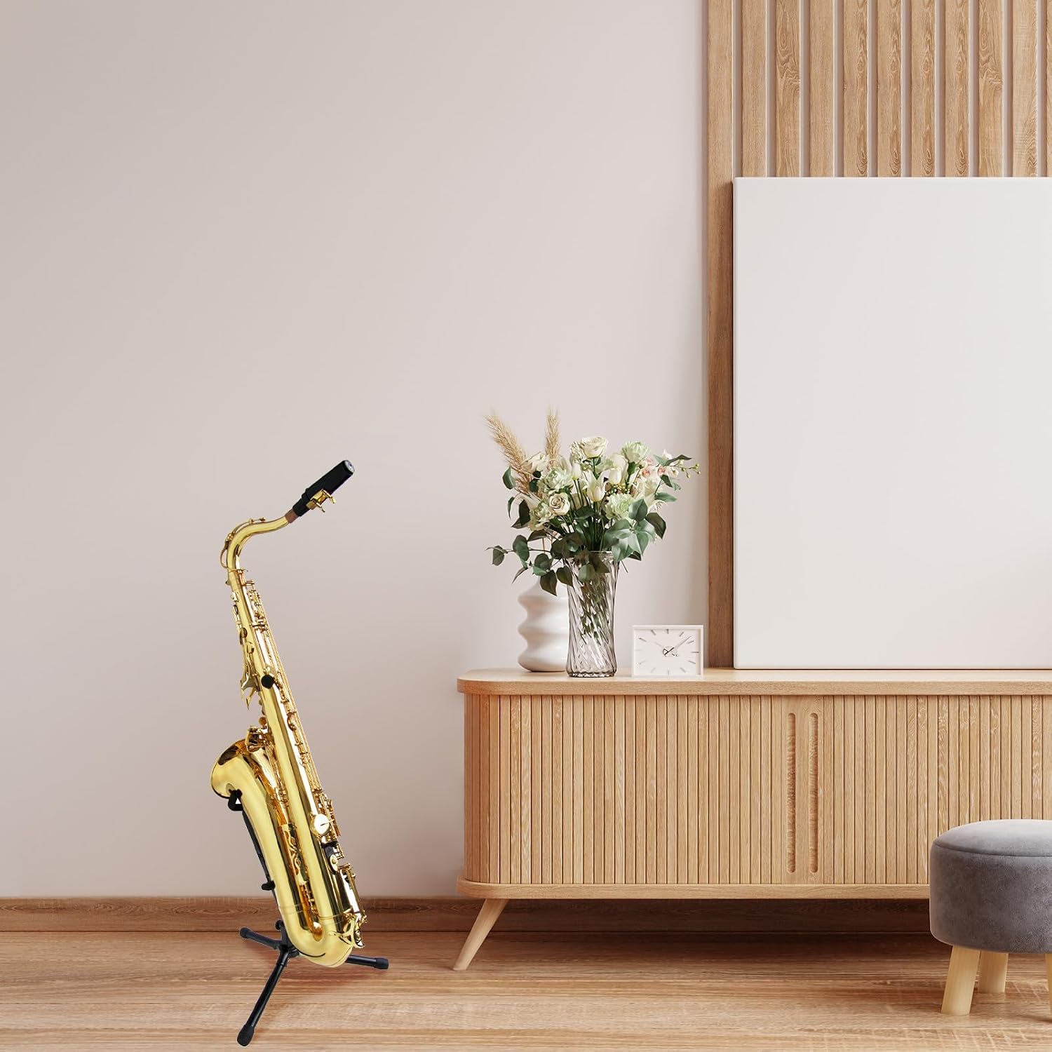 Portable Saxophone Stand Floor Holder Rack Instrument Display Holder for Alto Tenor Soprano Saxophone Suitable for Music Performance and Storage