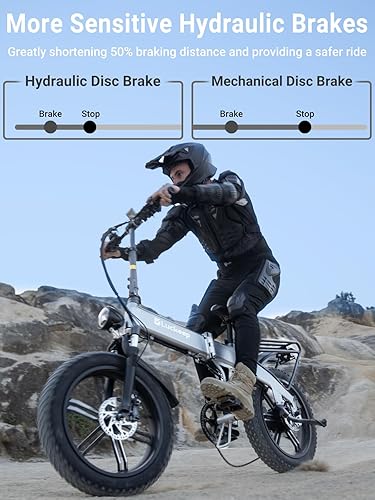 Miniatura 7 de Bicicleta eléctrica para adultos de 12001400 W de pico, 3028 MPH 60 millas, batería de 720 WH 20 x 4.0 neumáticos gruesos plegables para adultos