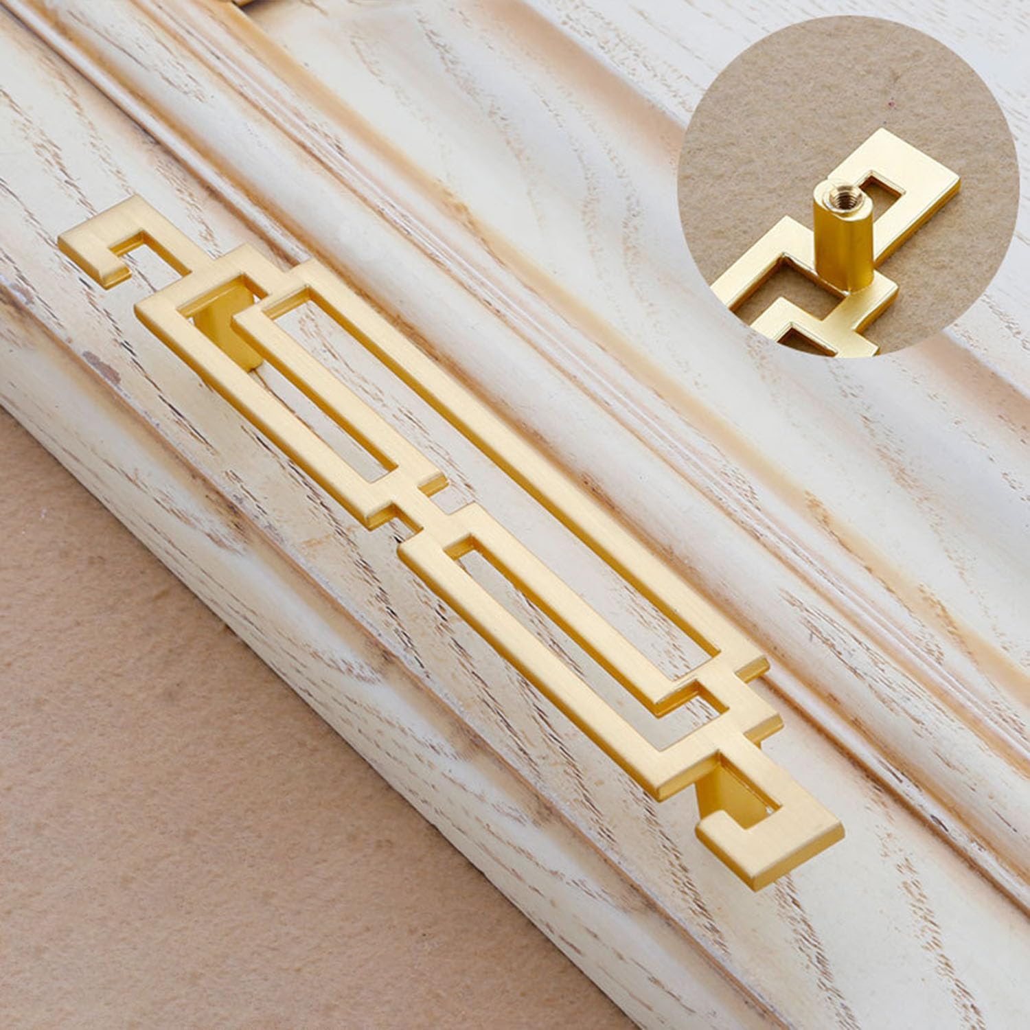 4PCS Art Decor Drawer Pulls, Chinese Hollow Gold Handle Gold Cabinet Handles Zinc Alloy Cabinet Handles Golden Cabinet Hardware (Hole spacing: 128mm)