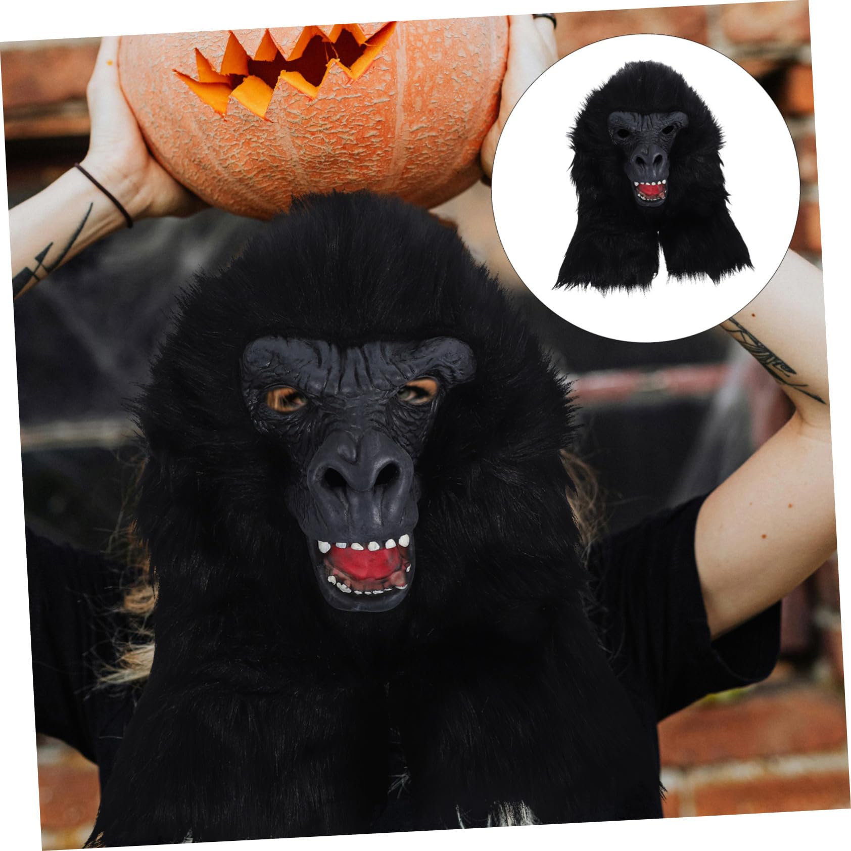 HEMOTON Maschera Orangutan Maschera Cosplay Gorilla Maschera Da Gorilla Nera Maschera Del Diavolo Maschera Di Carnevale Maschera Di Testa Di Animale Maschera Da Scimmia Spaventosa