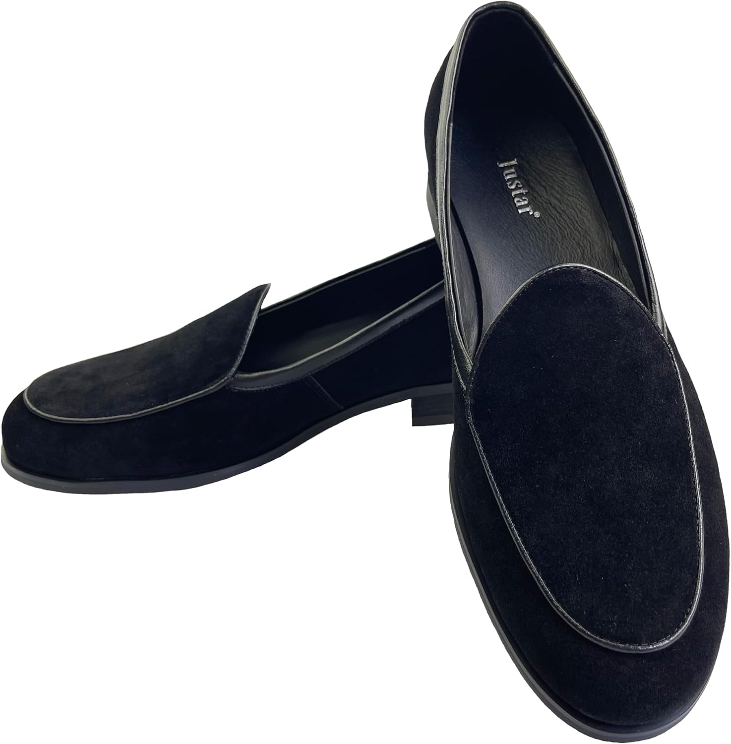 Justar Men's Suede Leather Comfort Belgian Loafers Slip-On Tuxedo Dress Shoes for Business Casual