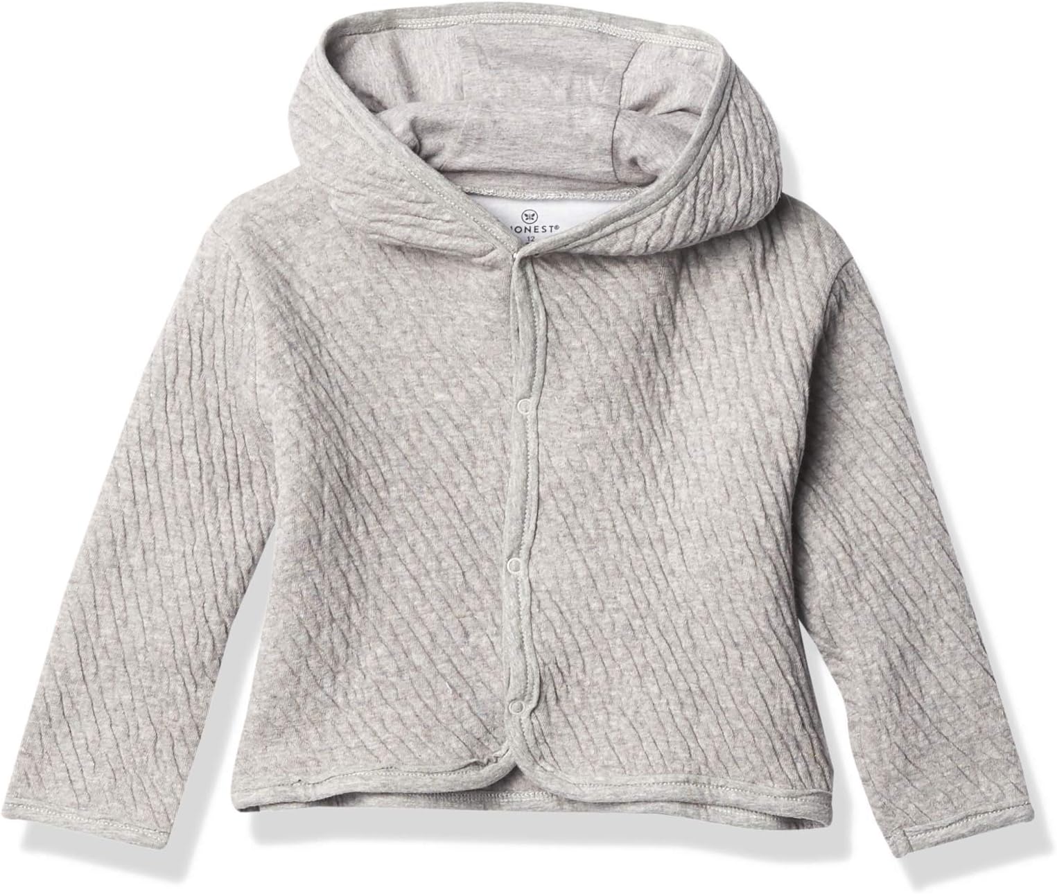 Matelasse Snap-Front Hooded Jacket Organic Cotton for Infant Unisex Baby Boys & Girls
