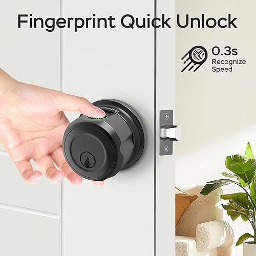 Miniatura 5 de GeekTale Cerradura de cerrojo de huellas dactilares con puerta de enlace G3, cerradura inteligente con aplicación, giro para bloquear y desbloquear,