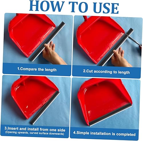 Miniatura 8 de Labios de goma para recogedor, 4 piezas de repuesto de labio de goma para recogedor, tiras de prensado, protectores de borde de pala de basura