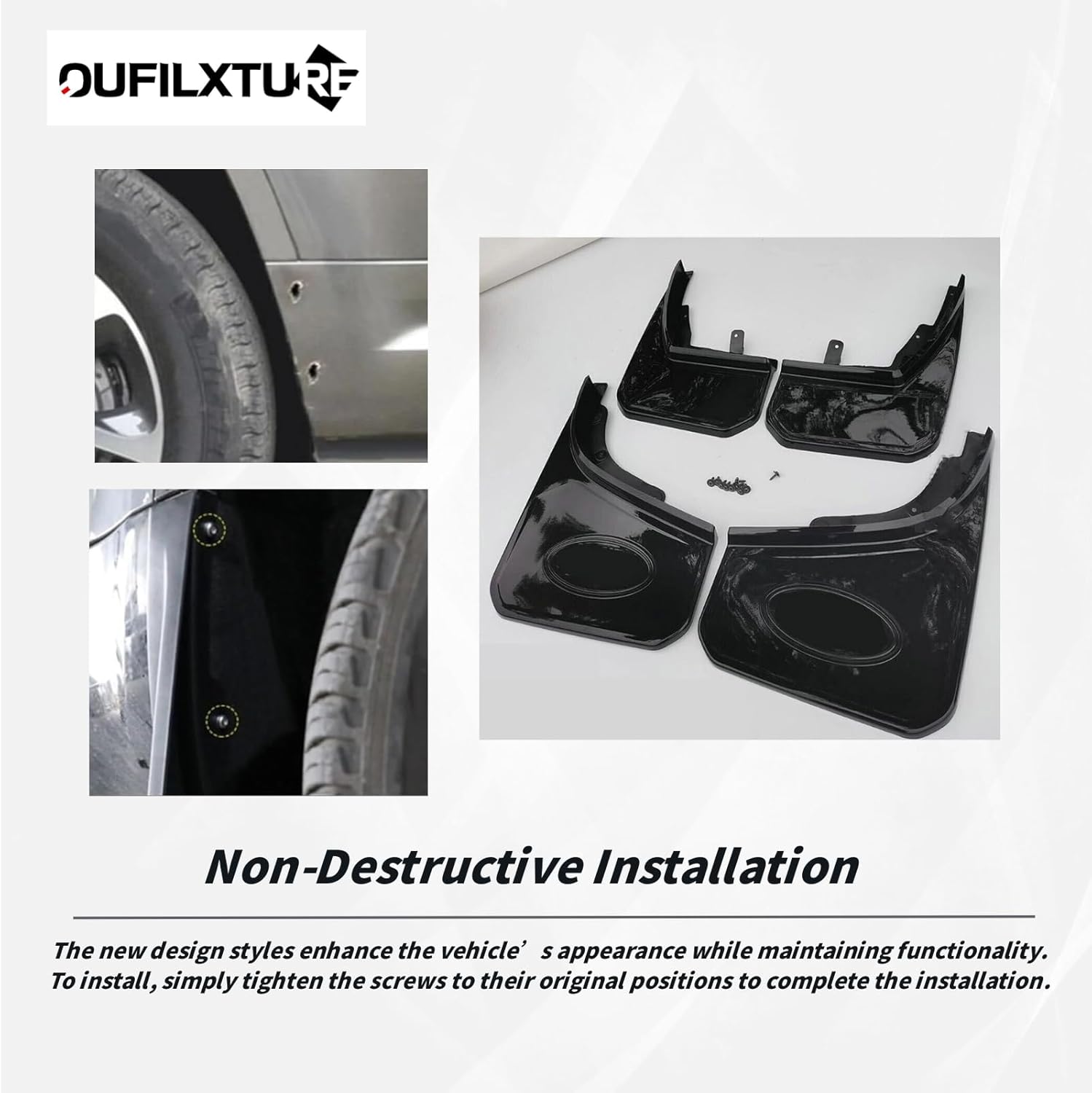 4PC Mud Flaps Mudguards Fenders Splash Guards Fit for Land Rover Defender 110 2020 2021 2022 2023 2024 2025 2026 Gloss Black ABS Accessories