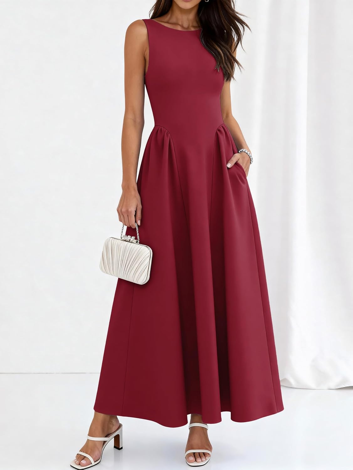 PRETTYGARDEN Summer Sleeveless Maxi Dresses for Women 2026 Elegant Classy A Line Tank Formal Midi Long Wedding Guest Dress - Image 5