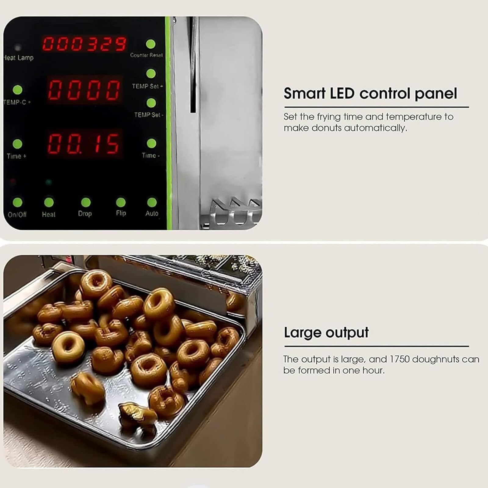 Máquina automática de donas de 4 filas de acero inoxidable con control digital