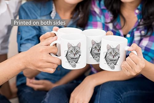 Miniatura 5 de Bonita taza de café de gato gris  Taza de café divertida de cerámica  Regalo perfecto para amantes de los gatos  Bonita taza de café novedosa  Gran