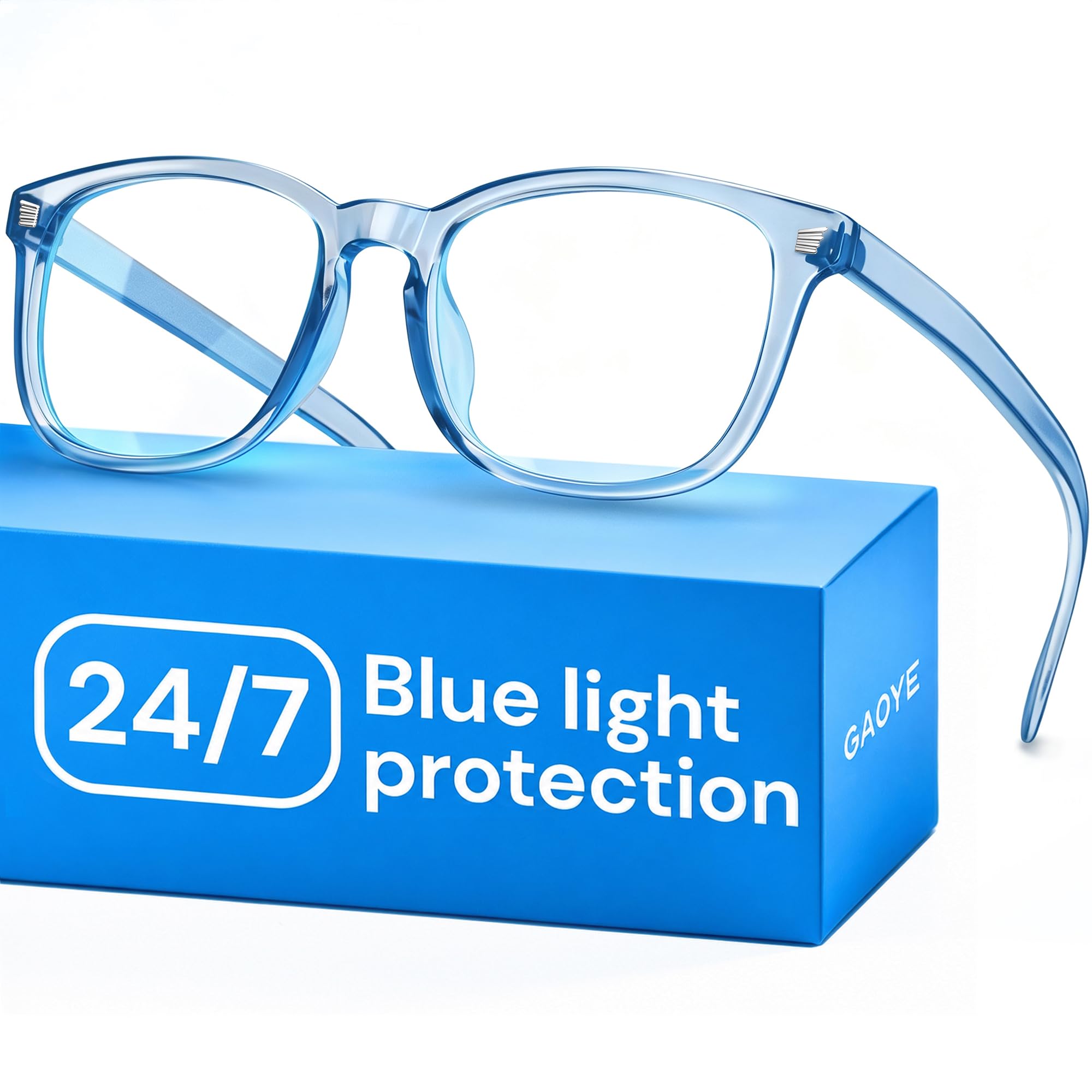 Photo 1 of Gaoye Blue Light Glasses for Computer & Gaming - Transparent Blue