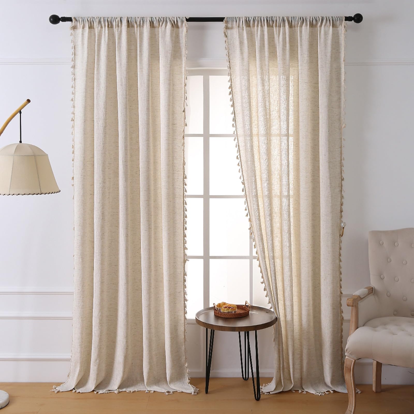 Rideaux fenêtre chambre beige style français pour salon chaleureux KnSam