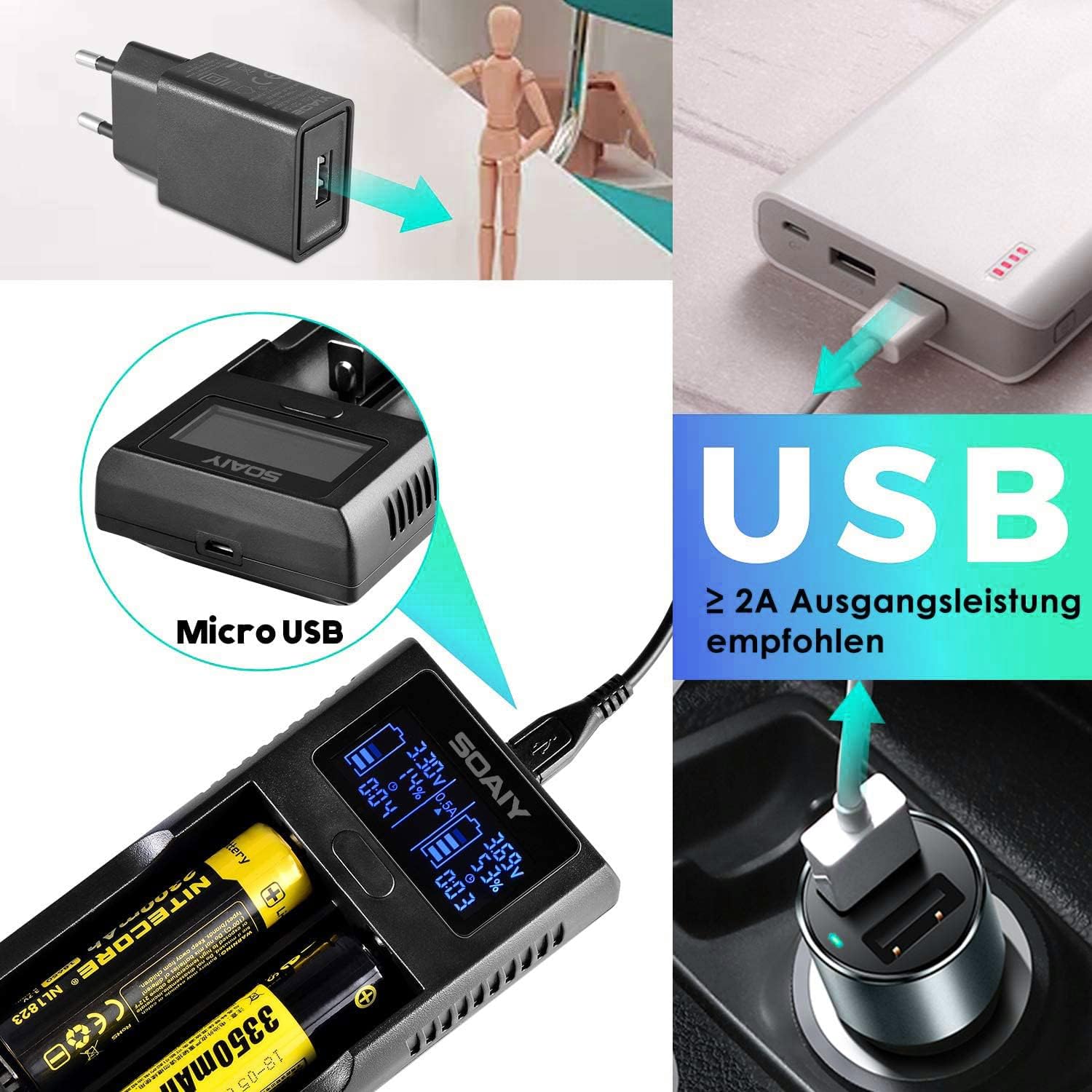 SOAIY Smart Charger USB Power Input