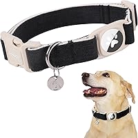 Vista 92 de DOGWONG Collar de perro Airtag de algodón y cáñamo, collar resistente para perros con soporte para Airtag, collares verdes para perros pequeños
