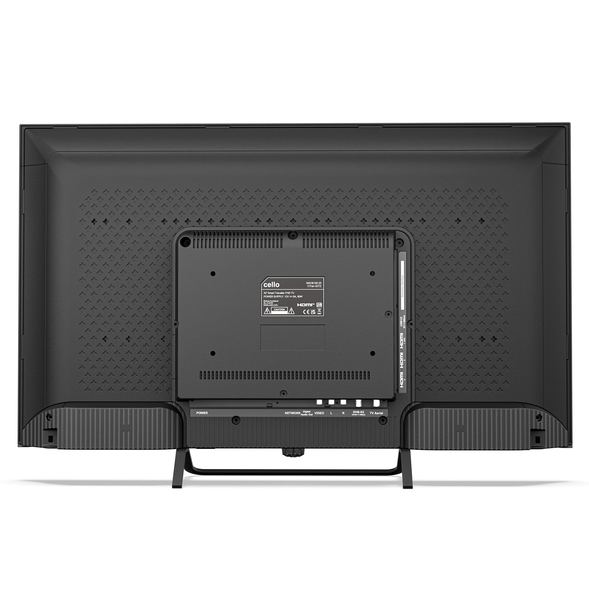 Cello CTRAV-32TZ Smart TV LED 32" bezramkowy 12V z systemem Tizen OS, gry w chmurze, głośniki Pitch Perfect, HDMI, Bluetooth, potrójny tuner