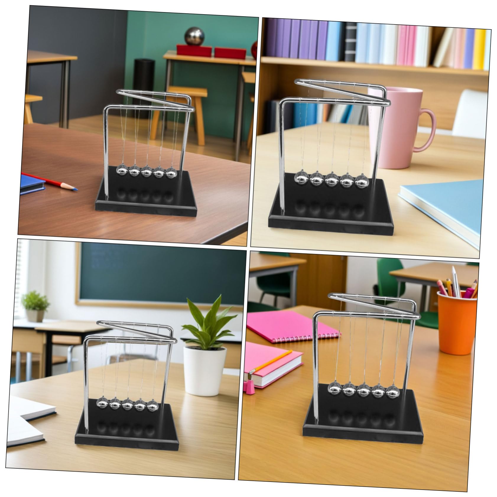 YARNOW Pendule de Newton avec Boules Métalliques Démonstrateur de Mouvement Cinétique pour Bureau Jouet Éducatif de Physique et Décoration de Maison