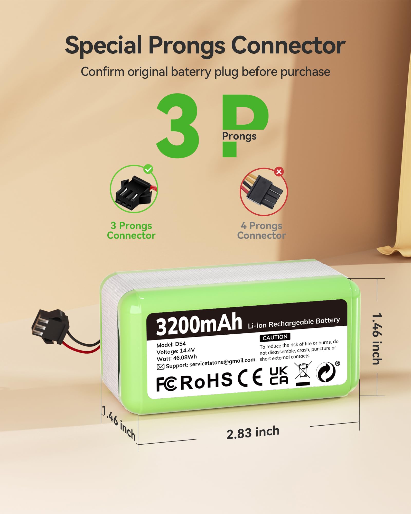 Batteria di ricambio 14,4 V 3200 mAh per eufy RoboVac G10 G20 G30 G35 G40 Hybrid, compatibile con RoboVac 11 11S MAX 12 15C 15C Max 25C Max 30 30C 30 Max 35C, Ecovacs Deebot N79 N79S DN. 622, batteria