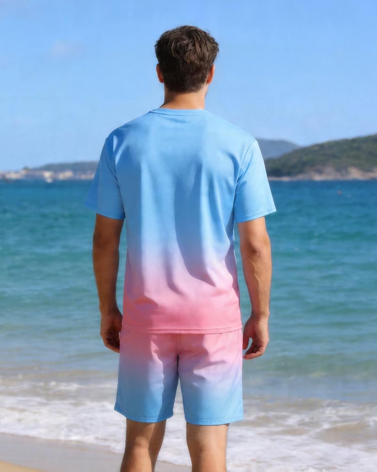 Mens Beach Outfit 2 Piece Shirt and Shorts Set Hawaiian Tropical Matching Vacation Outfits Summer