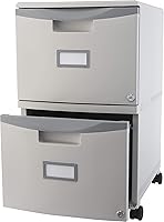 Vista 7 de Storex Plastic Two-Drawer File Cabinet – Locking Document Organizer with Casters for Home and Office, Gray, 1-Pack (61310B01C)
