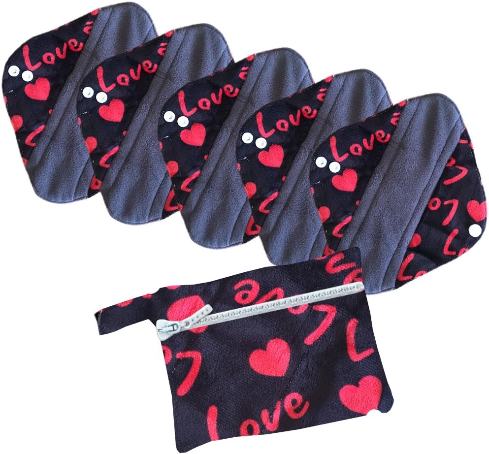 PeriodMate Cloth Menstrual Pads and Panti Liners (Red Love, Small)