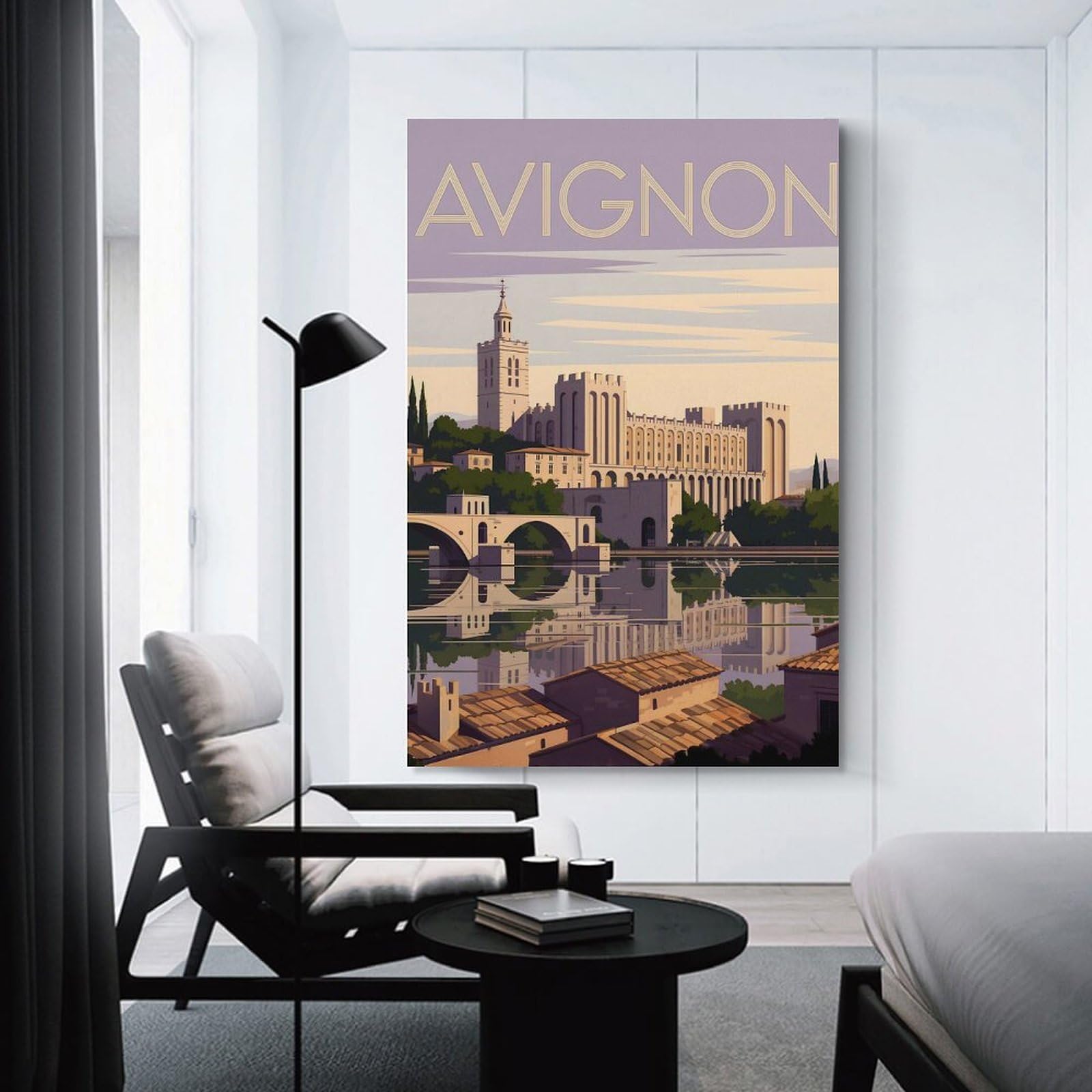 Junmoney Avignon Travel Canvas Wall Art 12x18inch(30x45cm), for Study, Office Or Focused Interiors, Home Office Artwork with Decorative Appeal