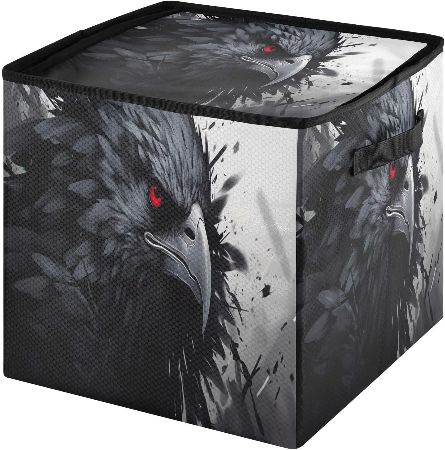 Crow Head Pattern 13 Inch Christmas Ornament Storage Box with Lid - Holiday Decor Storage Containers, Stores 64 Ornaments, 3 Inch Cube Compartments