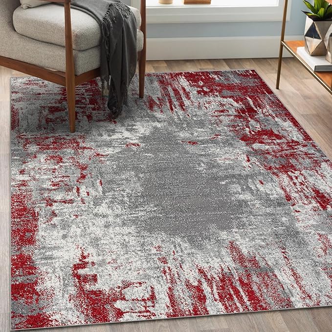 Moquette pour chambre et terrasse couverte au style abstrait rouge