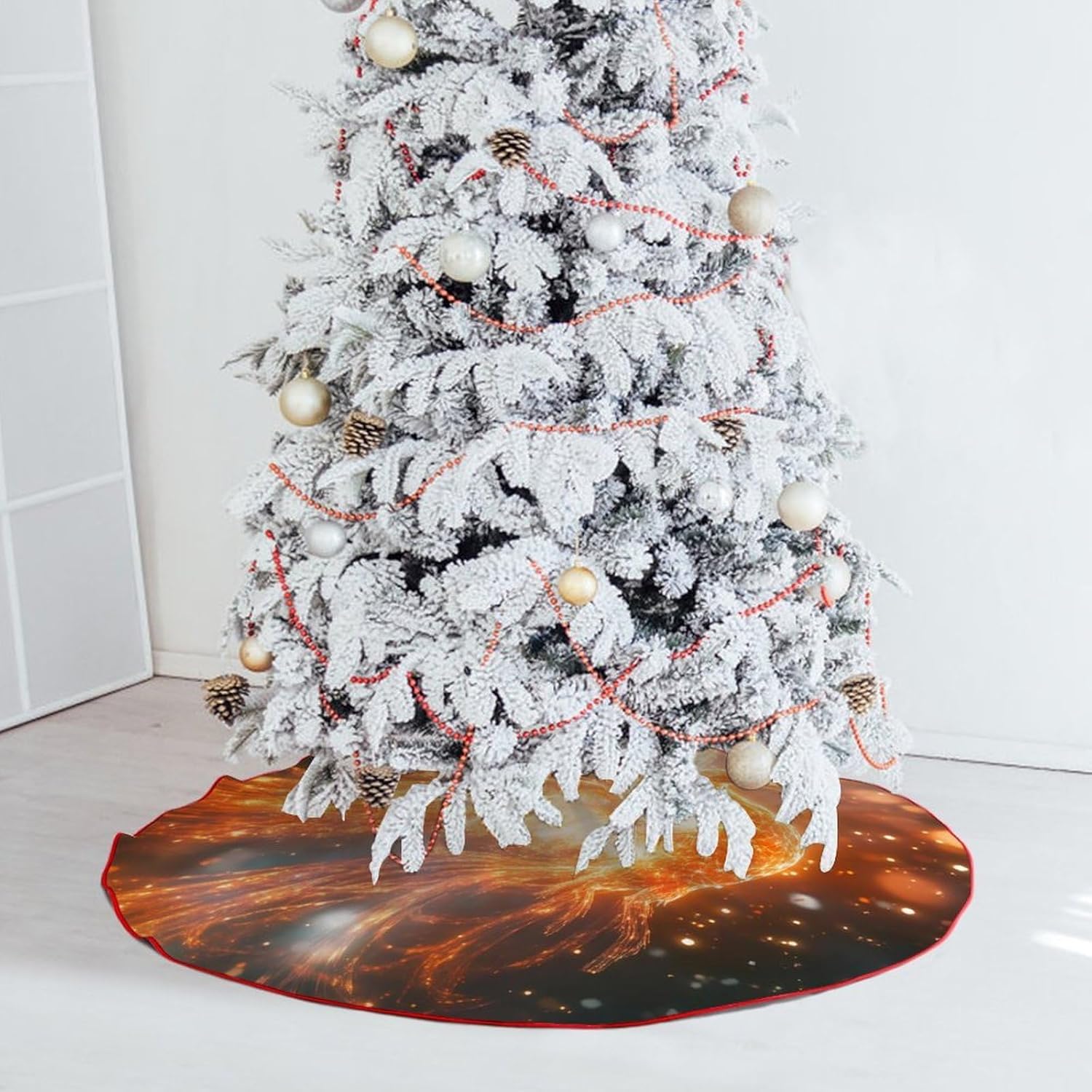 Light Swirling Phoenixes Christmas Tree Skirt Decorative Xmas Trees Cover for Holiday Festive