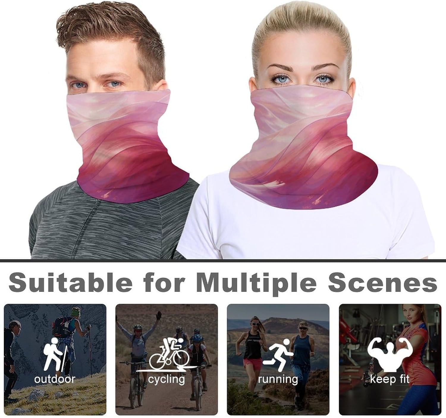 Pink Waves Neck Gaiter Face Mask for Men And Women Breathable Dustproof Face Cover Scarf for Outdoor Sports Sun Protection Bandana for Fishing Hiking