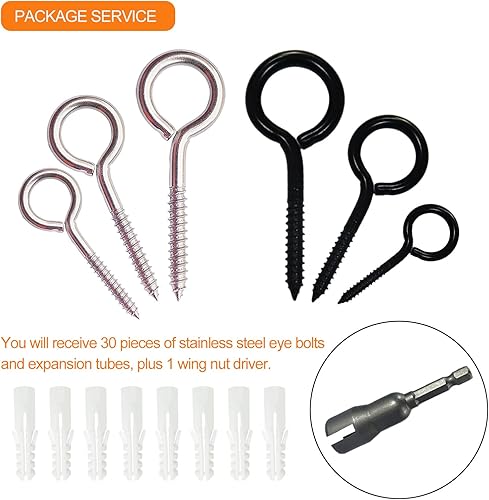 Miniatura 6 de 30 ganchos de techo de acero inoxidable con tornillo, tornillos de ojo para colgar luces de Navidad al aire libre, decoraciones de Navidad, Acción