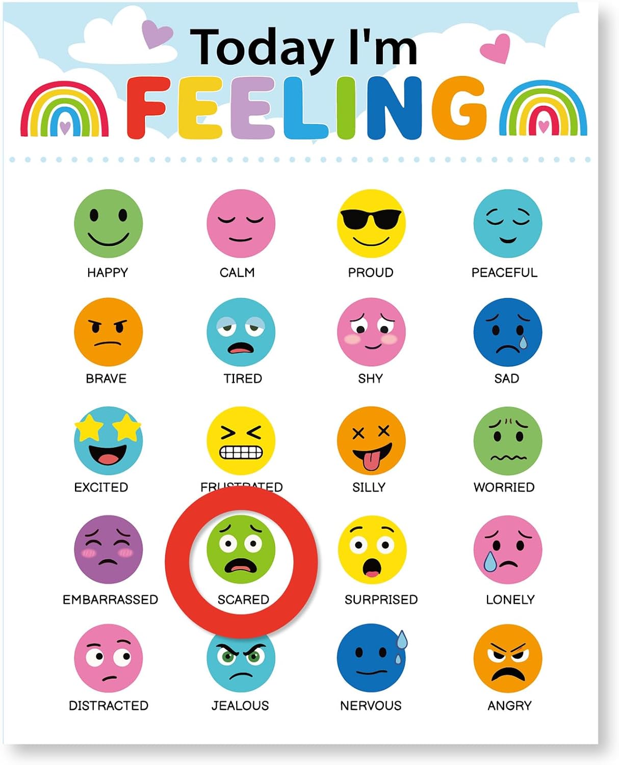 QOUBAI Magnetic Feeling Chart Daily Mood Tracker Colorful Emotion Poster