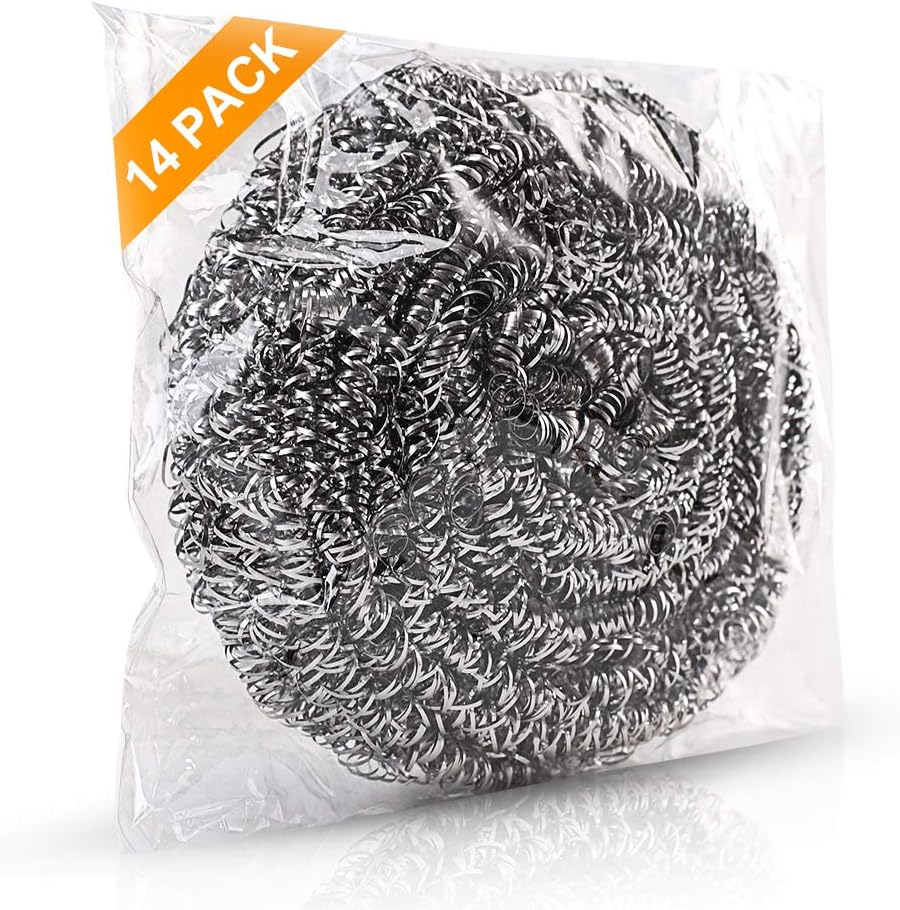 Buy 14Pack Upgraded Steel Wool Scrubbers by ovwo Premium Stainless Steel Scrubber, Metal