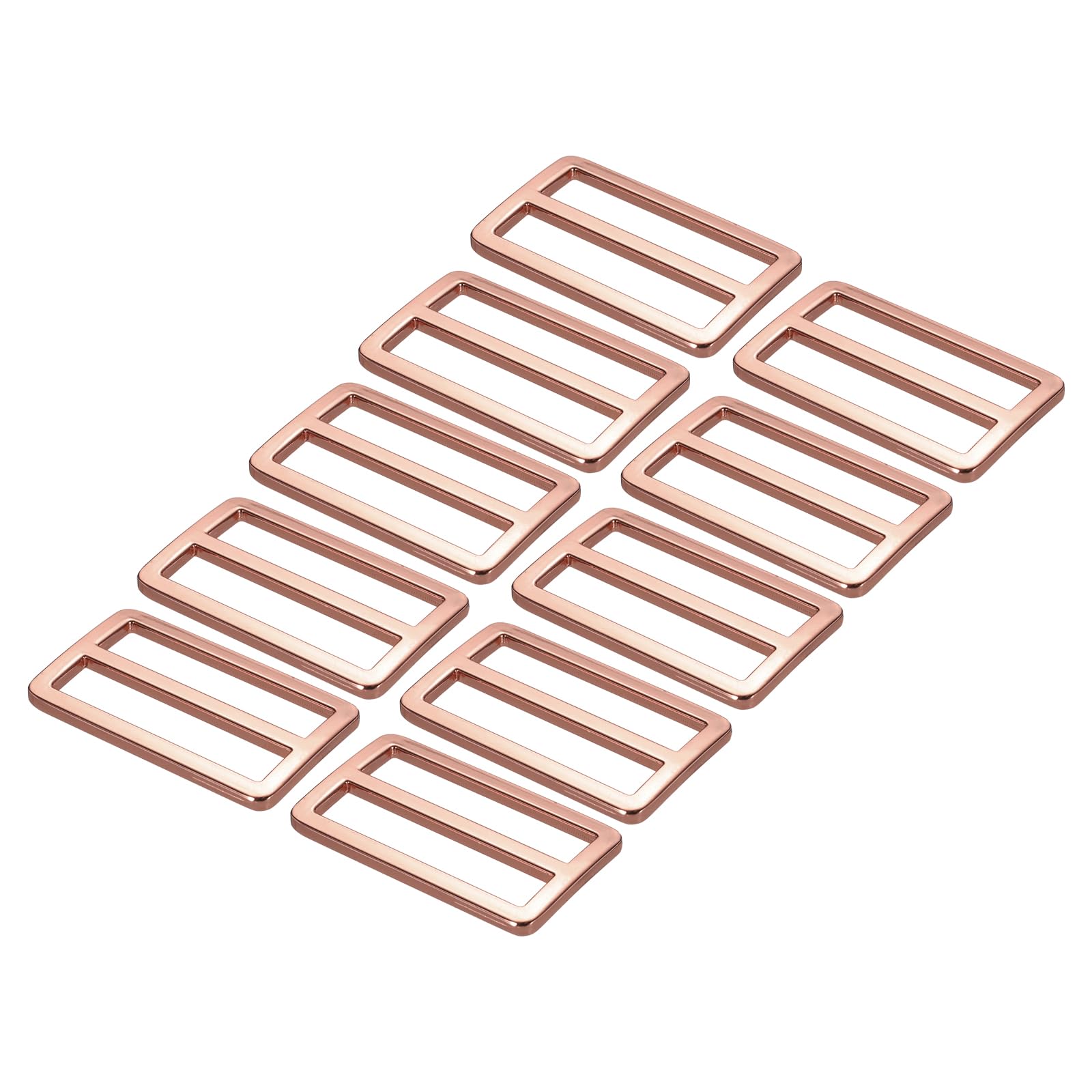 PATIKIL 1.5 Inch Tri-Glide Slide Buttons, 10 Pack Adjustable Buckle Webbing Strap Fastener for Backpack Bag Belt Rose Gold