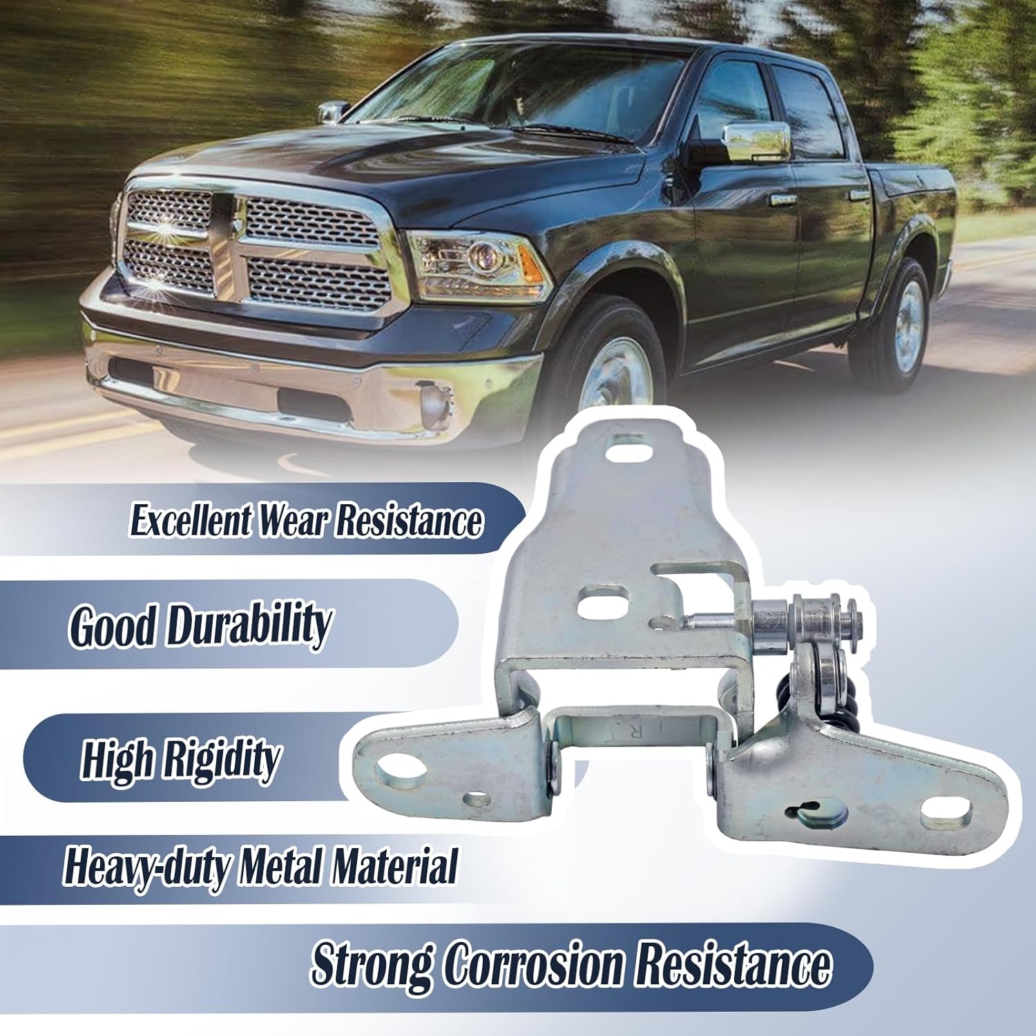 Door Hinge Front Right Passenger Side Truck Replacement for Ram 1500 2009-2018 1500 Classic 2019-2024 2500 3500 2010-2024 Replace 68058518AC 68058518AB